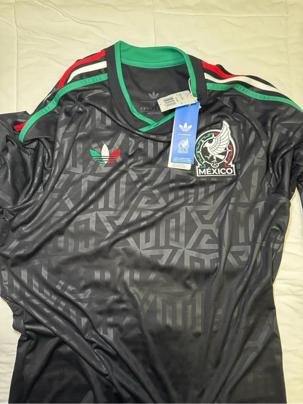 Adidas Mexico 2026 Black Long Sleeve Soccer Jersey - Green/Red/White Accents